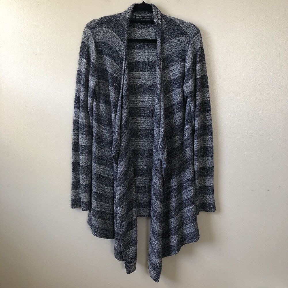 Barefoot Dreams Sweater Women L/XL Bamboo Chic Lite Calypso Wrap Striped Open